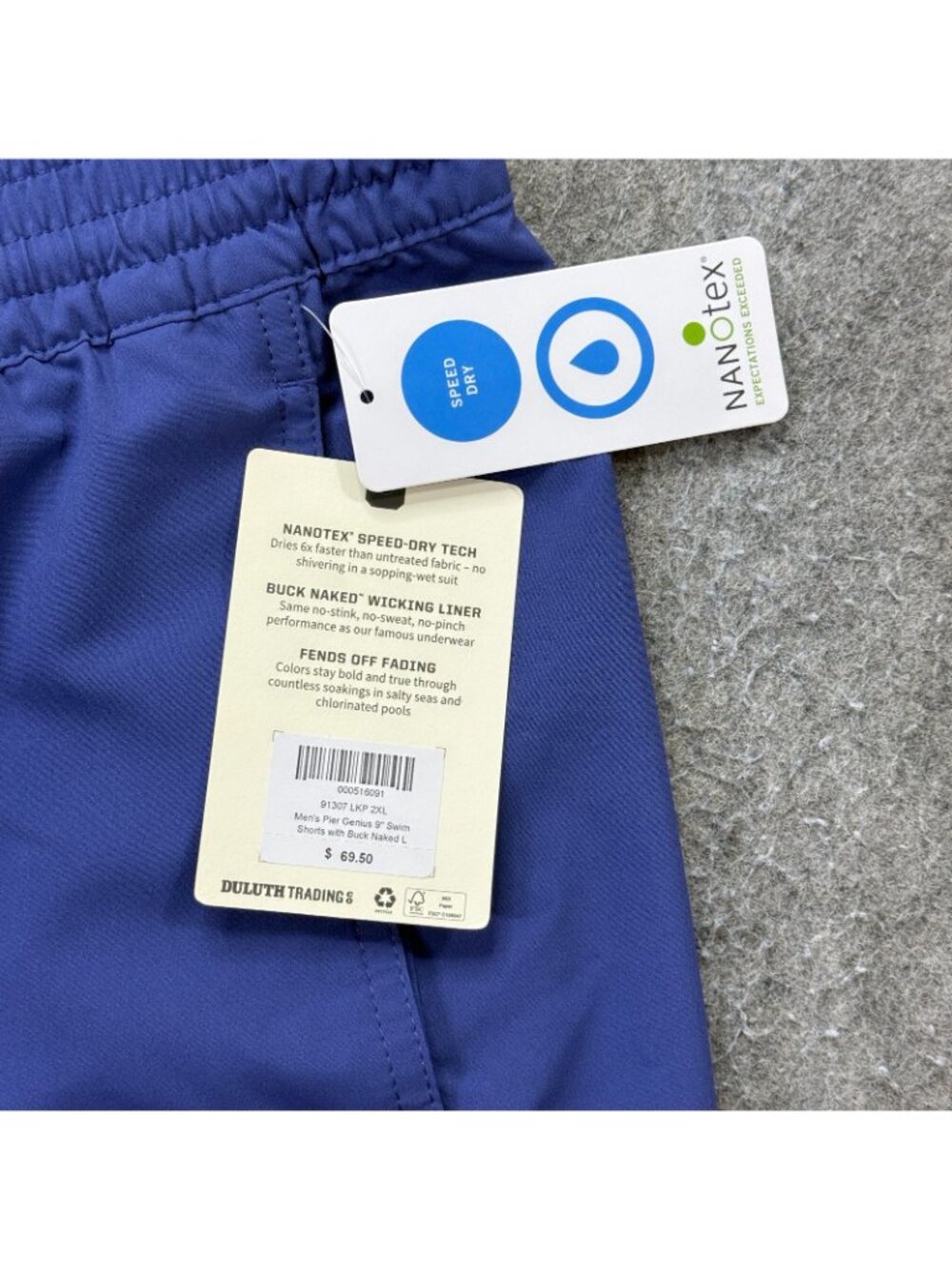 Duluth Trading Swim Trunks Men 2XL Blue 9" Liner Quick Dry Nanotex - Picture 6 of 16